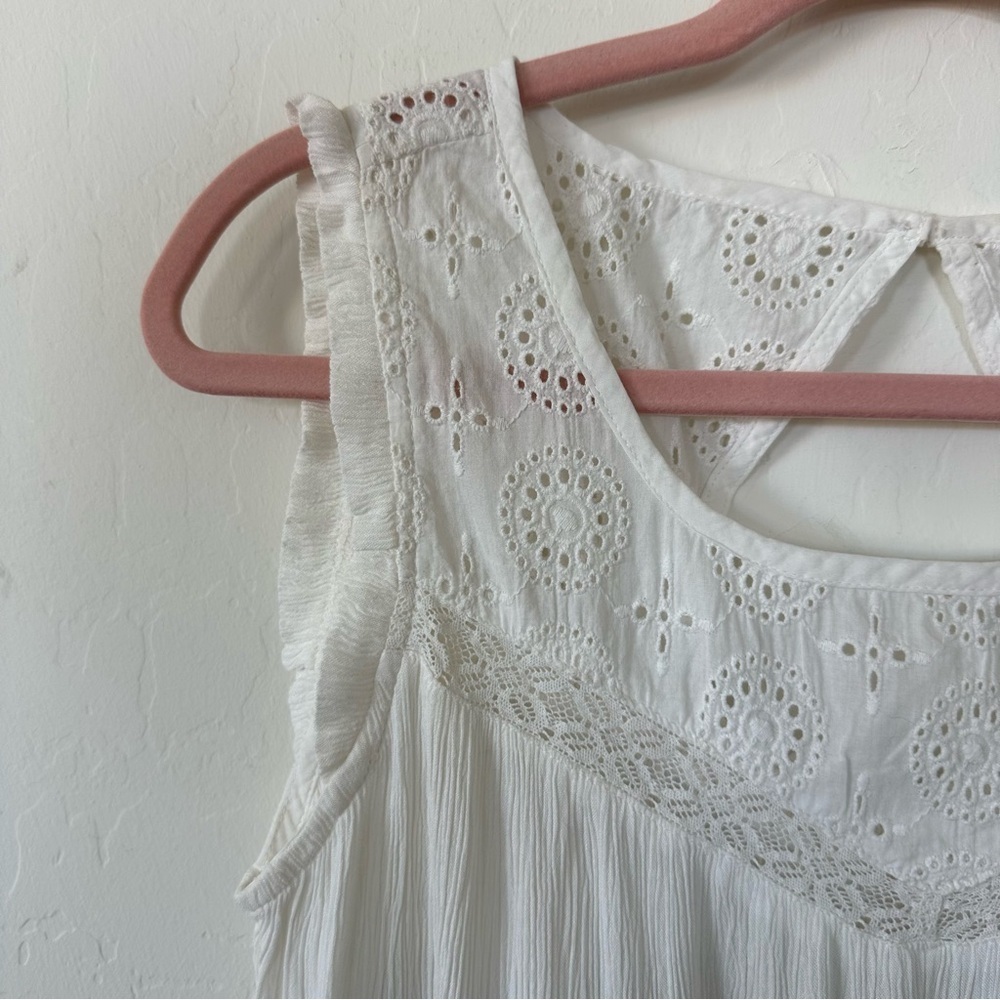 Anthropologie Bila Boho Blue White Ombré Tie Dye Eyelet Lace Tank Top Size Small - Picture 4 of 11